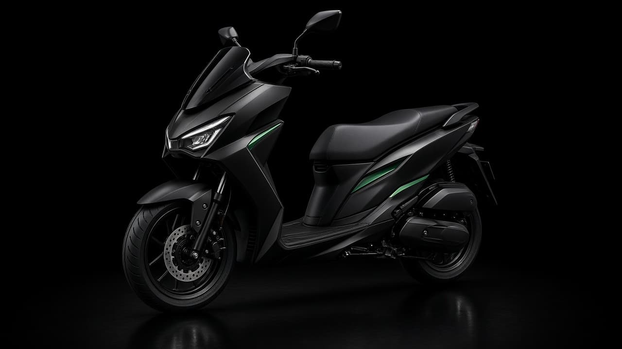 Black scooter on a black background